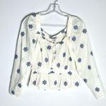 NEW Ciao Lucia Bellissa Top Embroidered Sz S Blue Photo 2