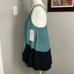 Athleta  Swing Forward Pleated Tank Top Size Small NWT Green Navy Blue Racerback Photo 1