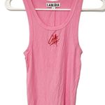 I am gia I.AM.GIA Size Large Pink Ribbed Lece Tank Top Sleeveless Photo 0