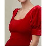 Rachel Parcell Puff Sleeve Peplum Skirt Midi Dress Red Velvet Size Small NWT Photo 2