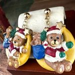 Vintage Christmas Teddy Bear Earrings Photo 2