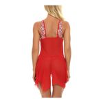 Sexy Lingerie Set Front Closure V Neck Babydoll dress red mesh with white lace Size undefined Photo 5