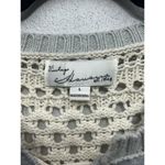 Vintage Havana Crochet Sweater Large Cropped Gray Beige Lace Up Boho Beach Photo 6