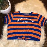 Flirtitude  blue/orange Stripe crop top Photo 1