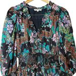 Love The Label Floral Puff Sleeve Mini Dress Tiered Ruffle Skirt Size XS Black Photo 2