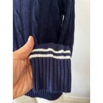 Vtg Womens preppy stripe Cable Knit Sweater XL academic nerd twee university Blue Photo 5