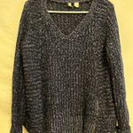 Anthropologie Moth Zipped Stitch Chunky Knit Pullover Sweater Size Medium Blue Photo 0