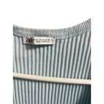 ZARA  Women Light Blue Ribbed Bodysuit Size M Sleeveless Snap Closure Cottagecore Photo 5