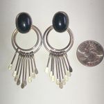 Elegant Vintage Black and Silver Tone Boho Western Dangle Earrings Photo 1