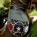 $229 Retail: New and Rare RAMLA “Nuit Étoilée” Mosaic Handbag Gold Photo 3