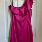 Laundry by Shelli Segal Ruffled One-Shoulder satin mini Dress barbie pink Photo 2