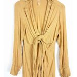 Free People Worlds Apart Tie-Front Tunic Size Small Tan Bohemian Coverup Gauzy Photo 8