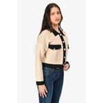 Sandro NWT Cher Cropped Cardigan Beige Black Topstitch Button Up Size 0 / XS Photo 9