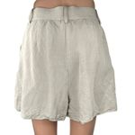 H&M Gray Linen High Waist Wide Leg Pleated Zipper Casual Mini Shorts Size 6 Photo 2