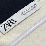 ZARA  Cream Cardigan Sweater – Navy Contrast Trim, Button Down, Size M Photo 3