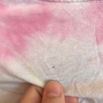 Hanes PRICED TO SELL!!! PINK/WHITE/YELLOW TIE DYE V-NECK SOFT STRETCHY SHORT SLEEVE CROP TOP Photo 5