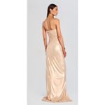 Retrofête Maytal Strapless Lamé Gown in Latte – Size M New! Gold Size M Photo 1
