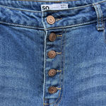 SO  Women's Wide Leg High Rise Button Fly Blue Jeans - Size 15/32 Distressed Photo 1