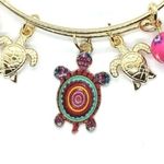 Boutique Beaded Sea Turtle Charm Colorful Bangle Bracelet Photo 4