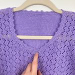 Handmade  Womens L Purple Crochet Short Sleeve Sweater Indie Granola Fairy Boho Photo 5