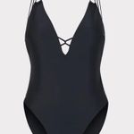 Milly CABANA Solid Carvico Vita Deep V One Piece Black. MSRP $295. Size M Photo 4