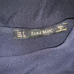 ZARA Navy Ruffle Sleeve Button Back Top Photo 7