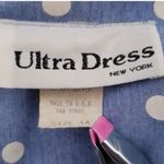 Vintage 80s Ultra Dress Polka Dots Blouse Elegant Top Blazer Baby Blue Pastel 14 Photo 9