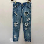 One Teaspoon  Light Wash Distressed Straight Leg Ankle Cotton Jeans Size … Photo 2