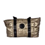 Pajar  Tuios Quilted Tote Bag Gold Metallic Nylon Shoulder Bag Photo 1