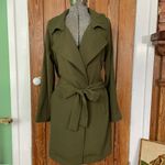 Sophie Rue Classic Lightweight Belted Lightweight Olive Green Trench Coat~XL Photo 13