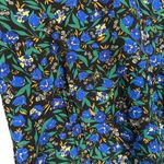 ZARA Blue Multicolor Floral Long Ruched Sleeve Mock Neck Blouse Women Sz S Photo 3
