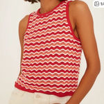 Marine layer  Tuckernuck Coral Wave Stripe
Shell Top Size L Beach Crochet Knit Photo 0