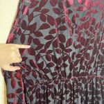 Adrianna Papell Women's Dress Burnout Velvet Holiday Whimsigoth Christmas Red Burgundy Leaf 16 Photo 13