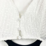 Lulus  Sincere Sweetness White Textured Open Back Front Slit Midi Dress Medium Photo 9