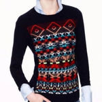J.Crew  Aztec Fair‎ Isle Jacquard Stich Wool Sweater Blue XS Crewneck Pullover Photo 0
