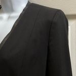 Elie Tahari Black Virgin Wool Lamb Leather Blend Pocket Blazer Size Small Photo 6