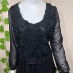 Pretty Angel  Rose Black Pleated Silk Dress Photo 1