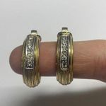 Women’s Signed Sarah Coventry Gold Tone Rhinestone Hoop Earrings Clip On Photo 8