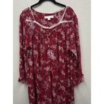 Eileen West Floral Midi Nightgown Medium Red Long Sleeve Valentines Cottagecore Photo 2