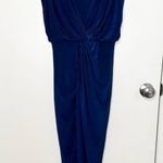 MISA Los Angeles NWT Leza Gathered Maxi Dress Gown in Navy Blue Photo 0