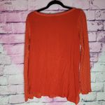 Urban Outfitters  LEFT OF CENTER ORANGE MIXED MEDIA LS ASYMMETRICAL SHIRT S Photo 1