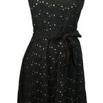 Talbots Black Daisy Eyelet Dress with white underneath & ribbon belt size 6 Photo 0