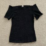 H&M Smocked Black Off-Shoulder Top Blouse Stretch Size Small Stretch Like New Photo 0