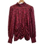 Jolie & Joy Burgundy Sheer Lace Mock Neck Blouse Size 1X Dark Romance Whimsigoth Red Photo 3