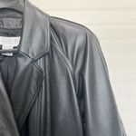 Vtg Together! 12 Trench Coat Black Leather Long Women's Double Breasted Heavy Photo 3