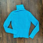 Daisy Fuentes dark  powder blue button down cardigan sweater, size L Photo 4