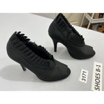 Nina Womans 6.5 Black Peep Toe Pleated Accent Zip Stiletto Bootie NWOT Photo 1