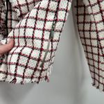 ZARA  Raw Hem Red, White, & Navy Tweed Jacket Size Small Photo 4