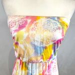Full Circle Trends Beautiful yellow pink and blue print strapless maxi dress size small Photo 1