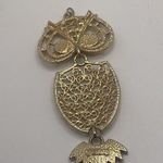 Sarah Coventry Gold Tone Owl Bird Articulated Pendant Charm Black Eyes Photo 6